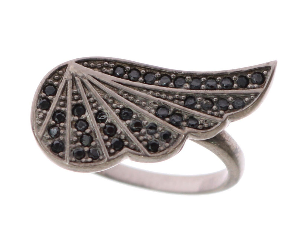 Bague Nialaya en argent 925 et rhodium pour femme avec zircone noire