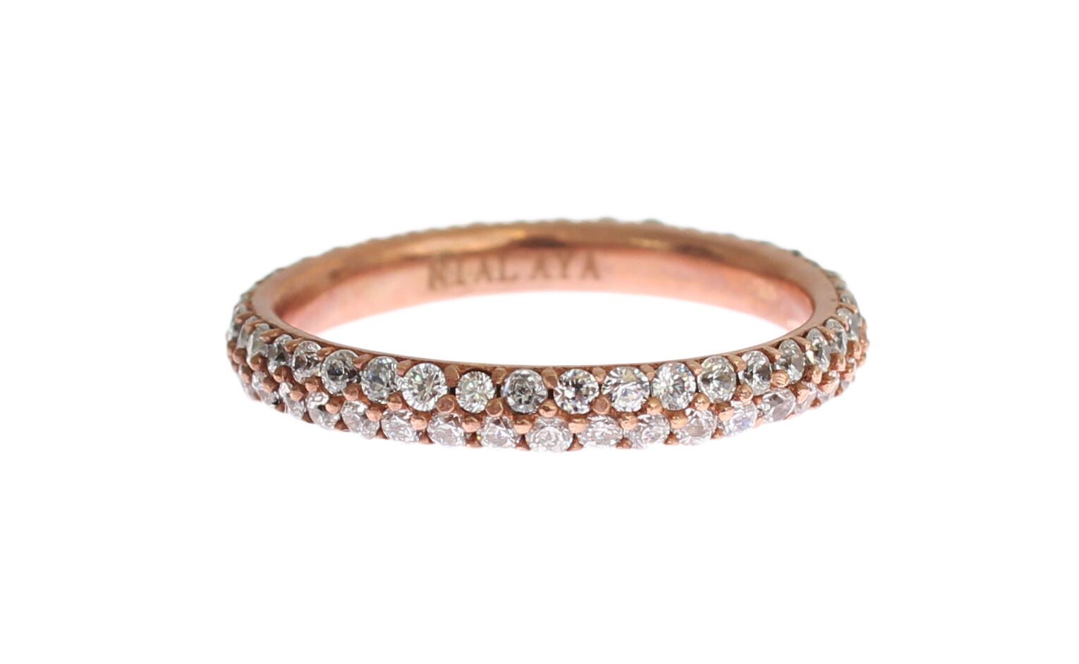 Bague Nialaya en or rose et argent 925 avec zircones cubiques transparents
