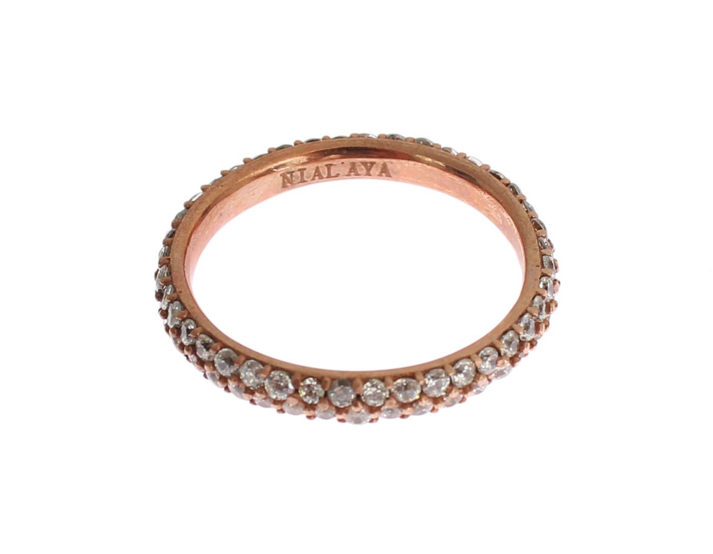 Bague Nialaya en or rose et argent 925 avec zircones cubiques transparents