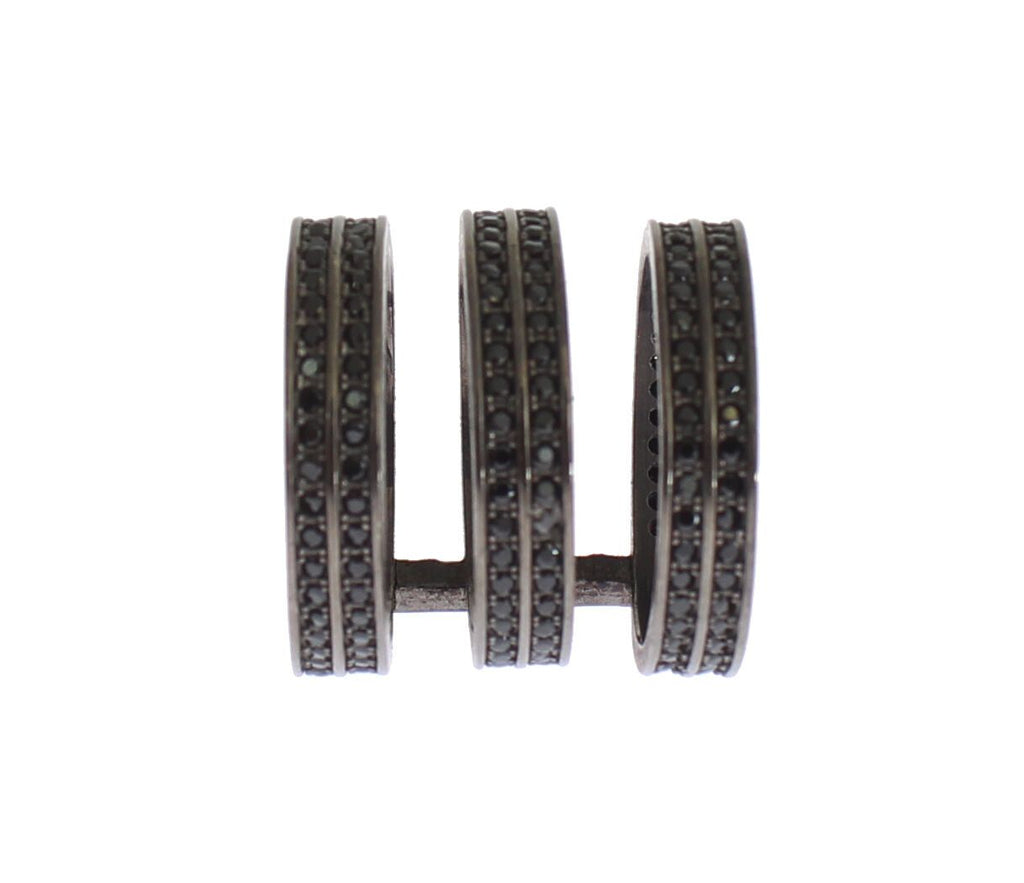 Bague Nialaya en argent 925 rhodié et zircone cubique noire