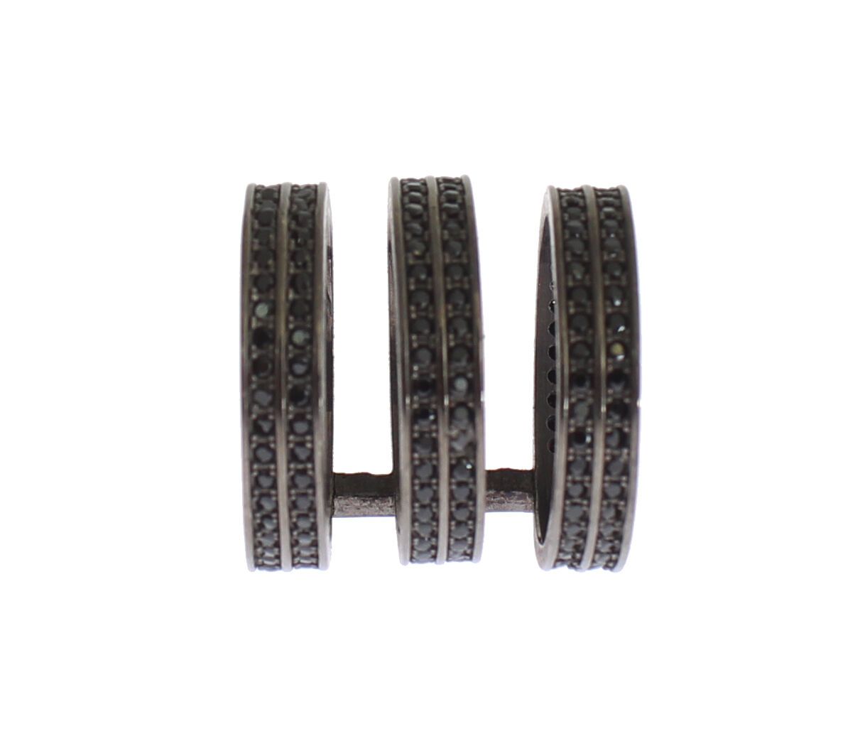 Bague Nialaya en argent 925 rhodié et zircone cubique noire