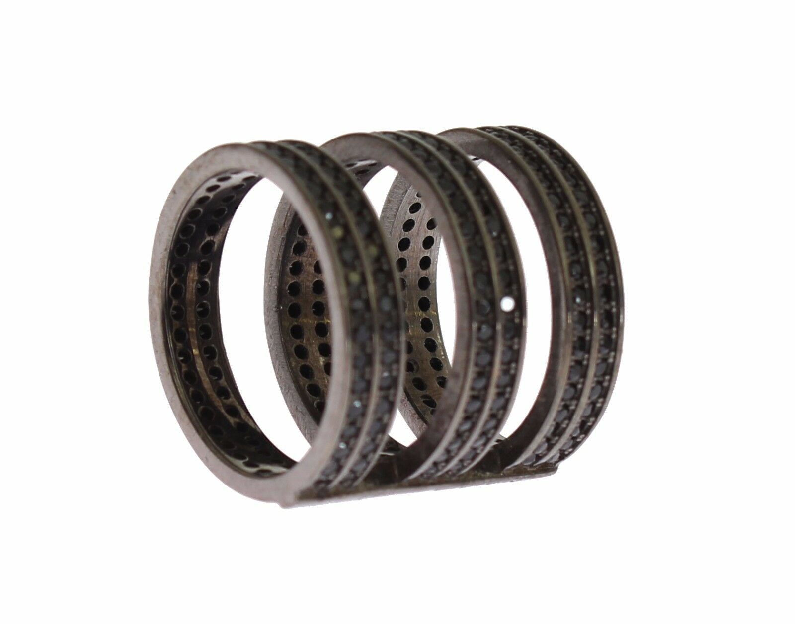 Bague Nialaya en argent 925 rhodié et zircone cubique noire