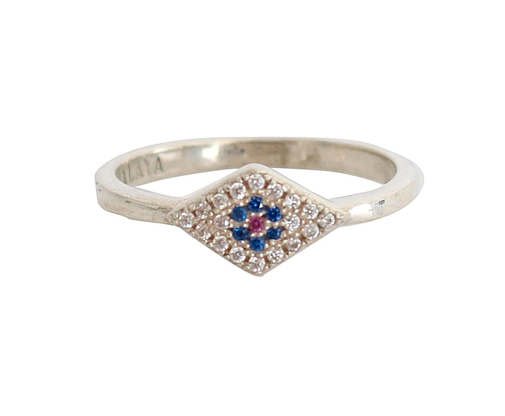 Bague transparente Nialaya en argent 925 avec zircone cubique bleu rouge pour femme