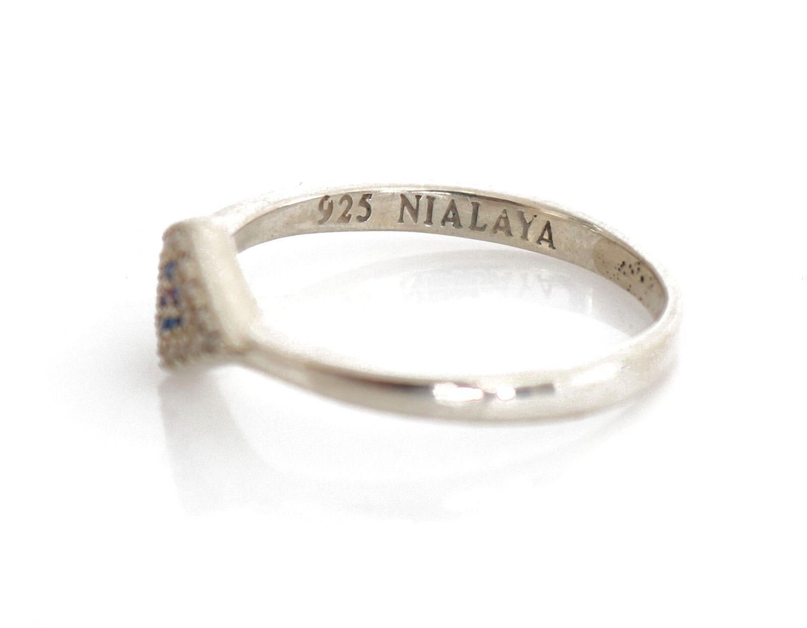 Bague transparente Nialaya en argent 925 avec zircone cubique bleu rouge pour femme