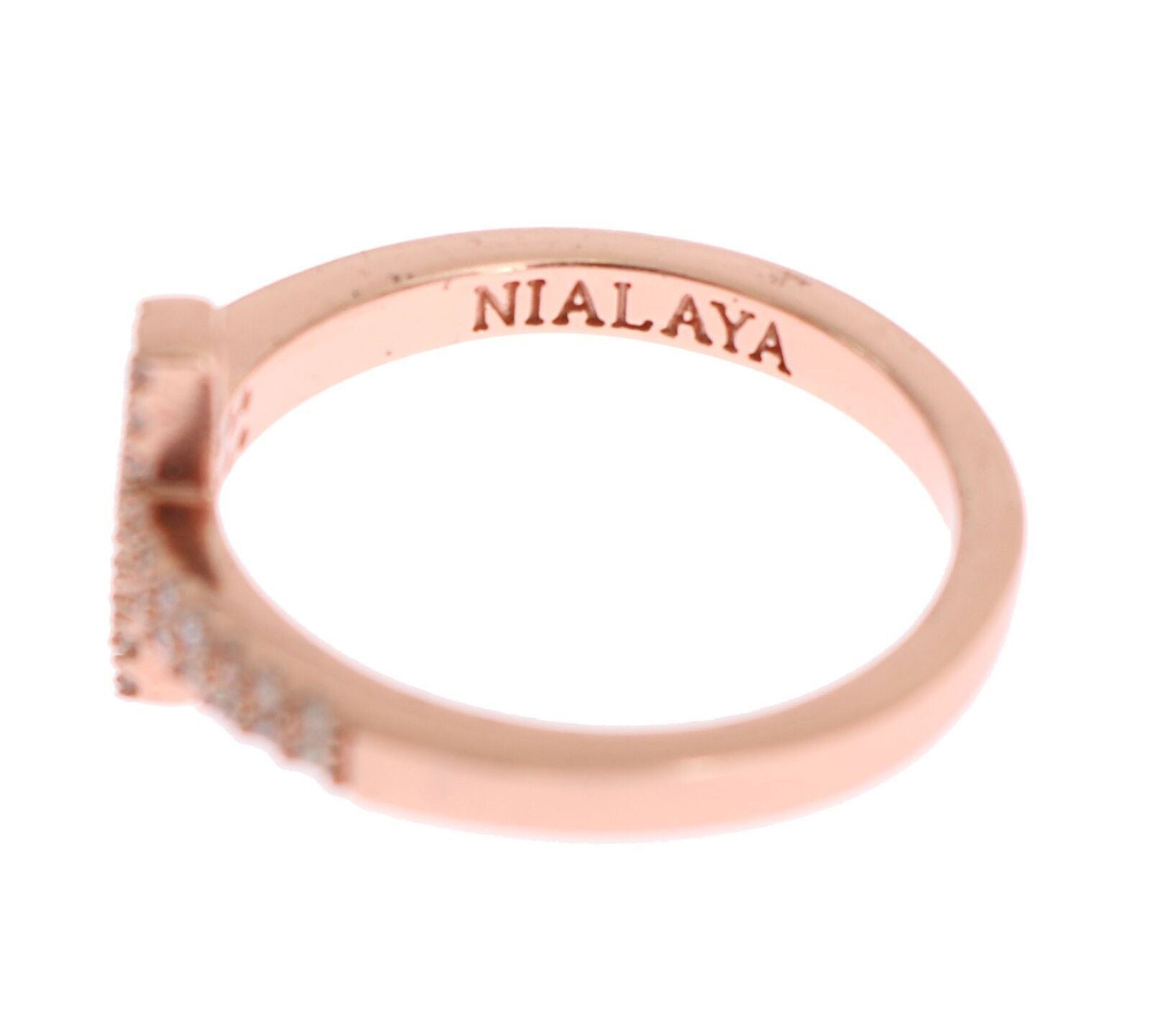 Bague Nialaya en or rose 925 et argent avec croix en oxyde de zirconium