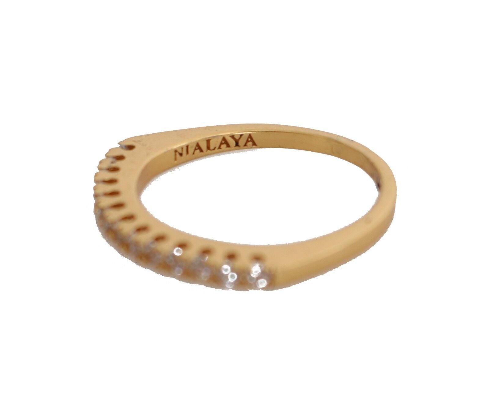 Bague Nialaya Gold authentique pour femme en argent 925 et zircone cubique transparent
