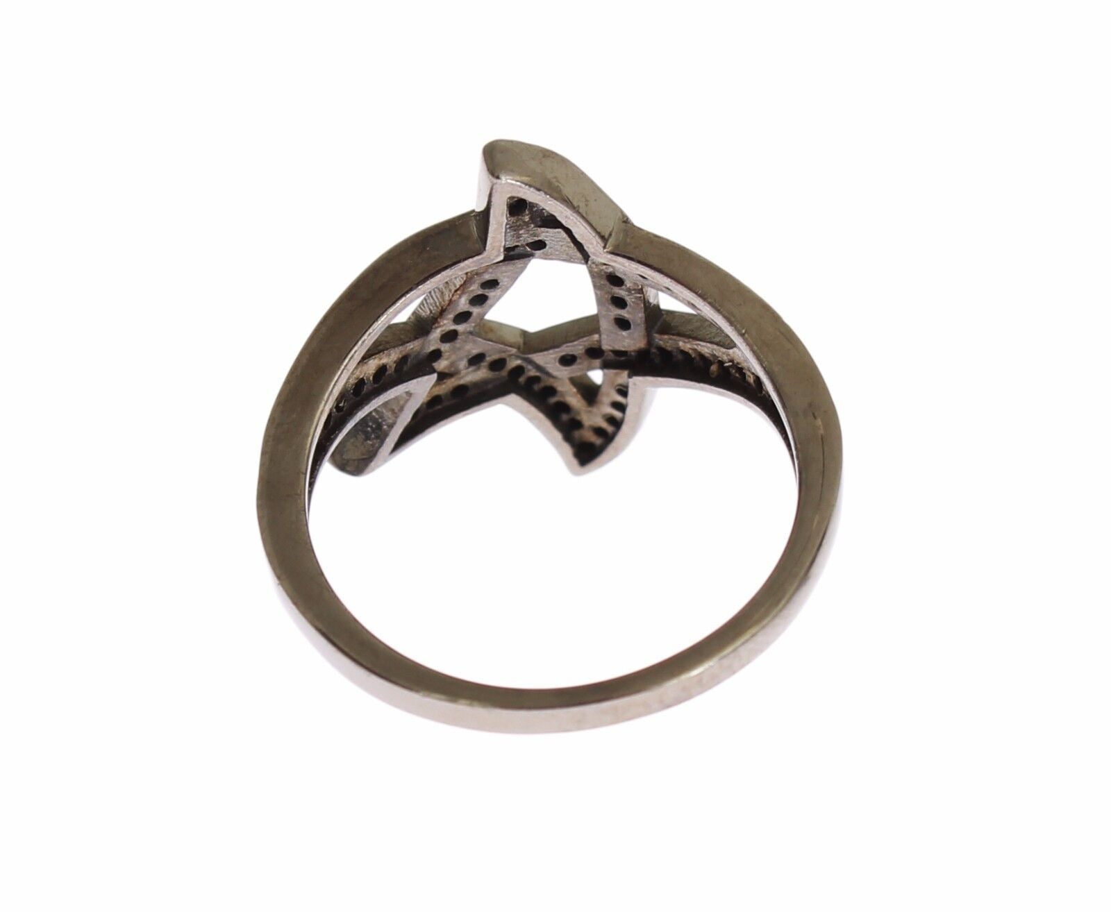 Bague Nialaya pour femme en argent 925 rhodié et zircone cubique noire