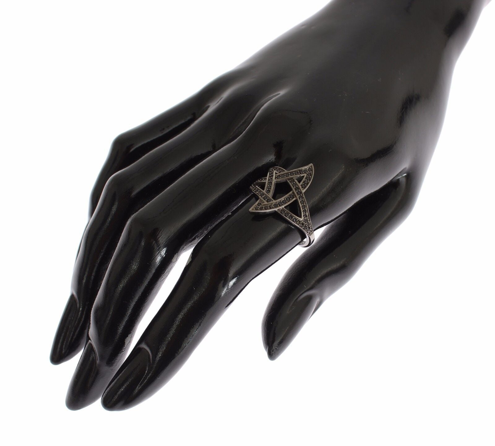 Bague Nialaya pour femme en argent 925 rhodié et zircone cubique noire