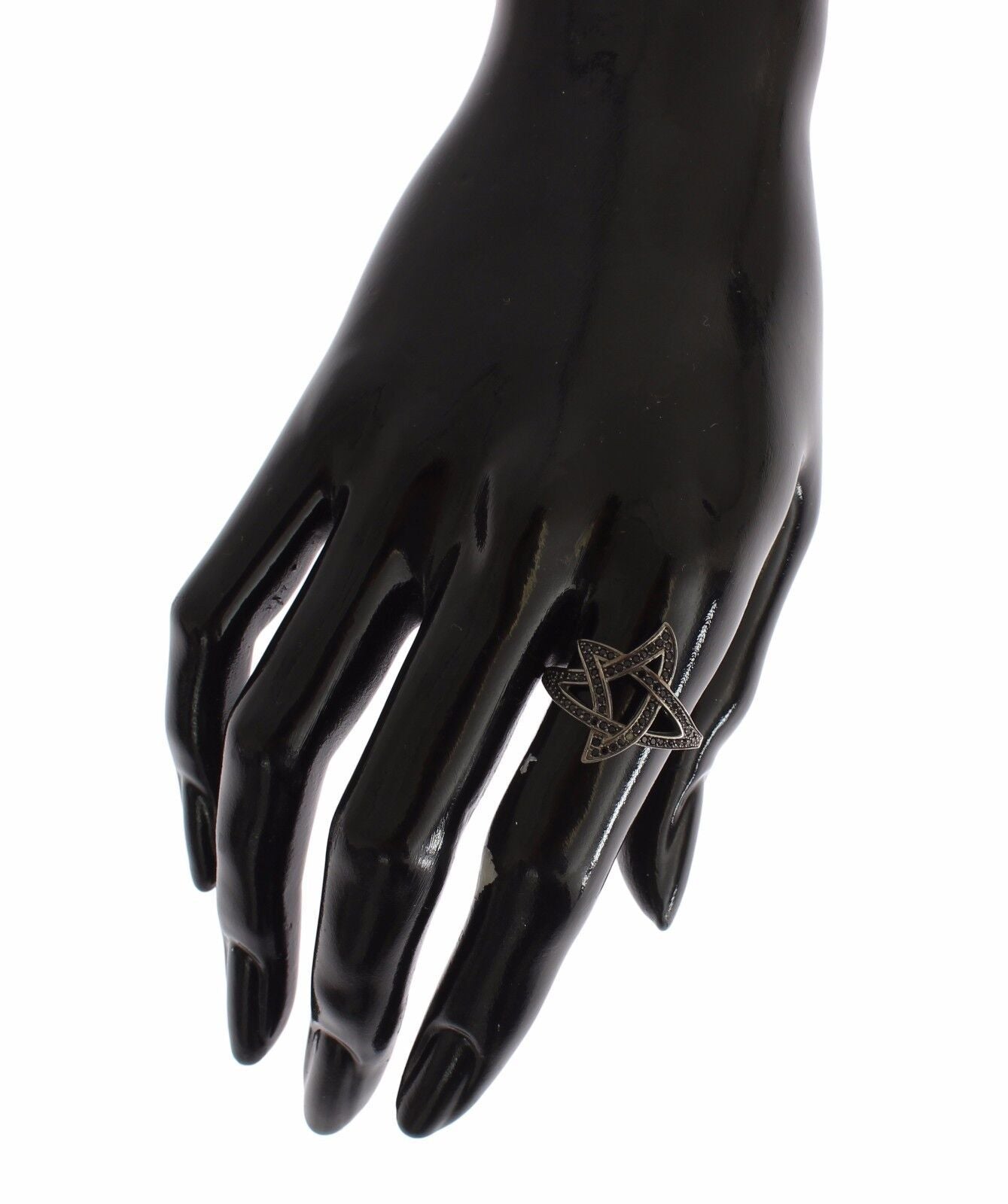 Bague Nialaya pour femme en argent 925 rhodié et zircone cubique noire