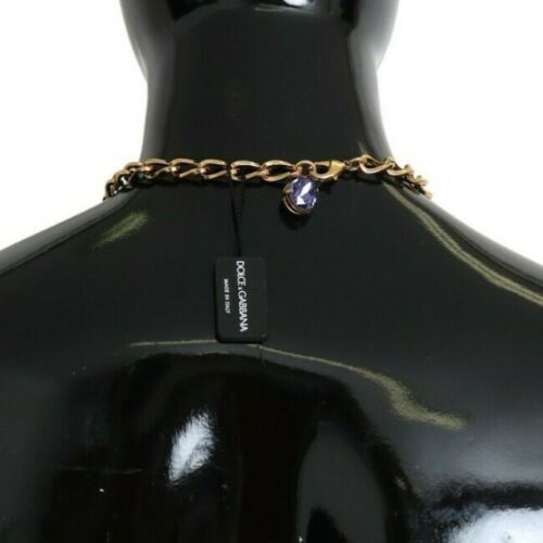 Pendentifs Dolce &amp; Gabbana en laiton doré rose et cristal violet perle
