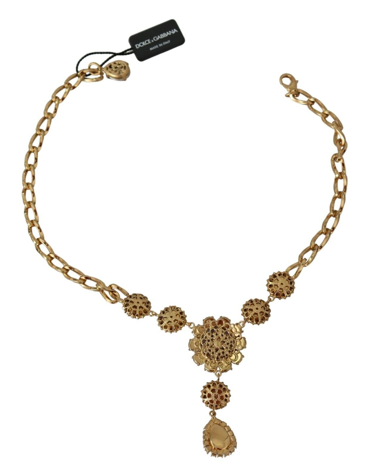 Pendentifs Dolce &amp; Gabbana en laiton doré rose et cristal violet perle