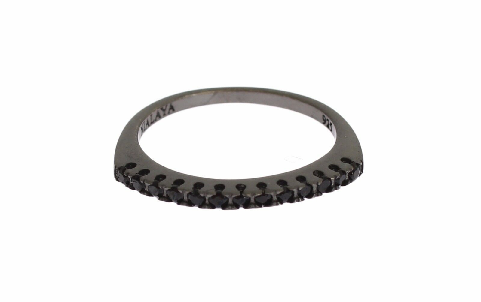 Bague Nialaya pour femme en argent 925 rhodié et zircone cubique noire