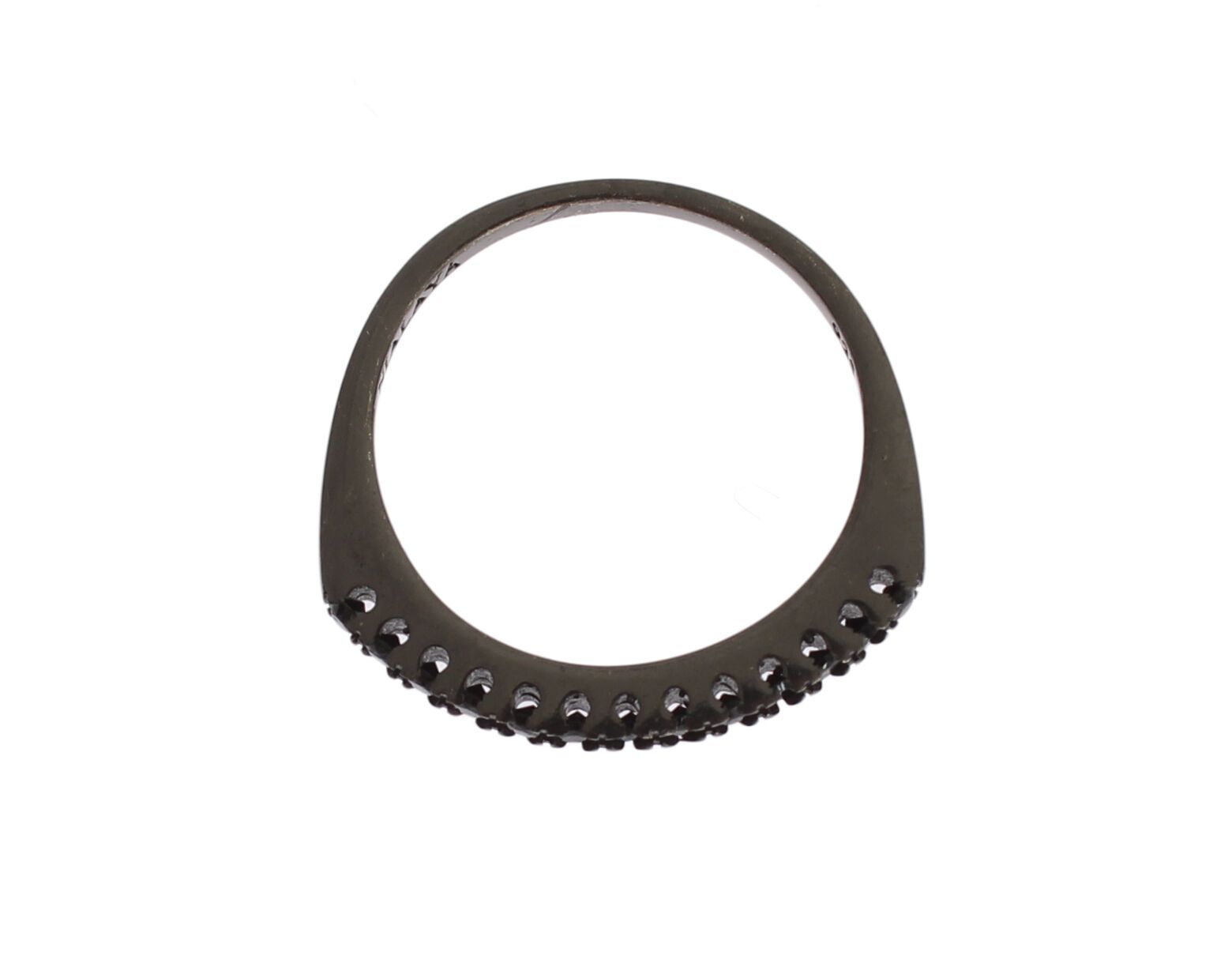 Bague Nialaya pour femme en argent 925 rhodié et zircone cubique noire
