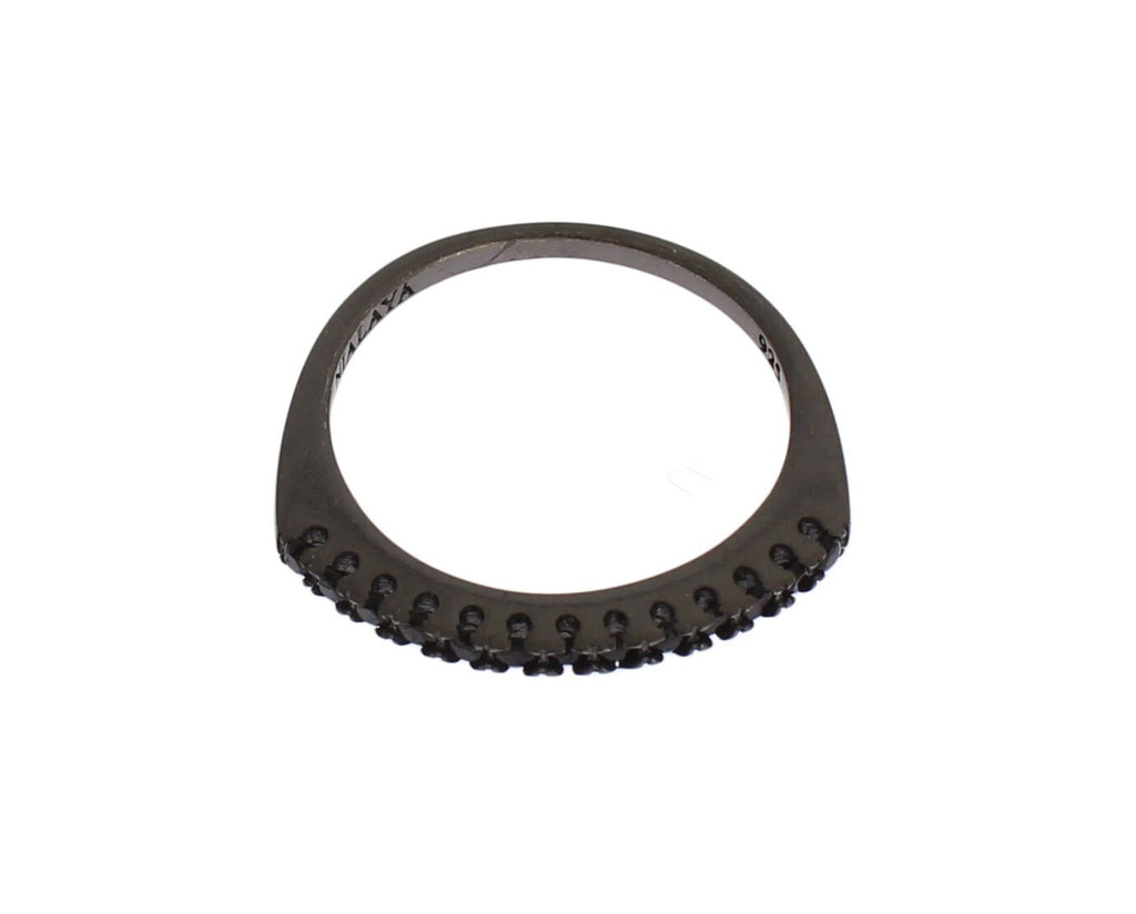 Bague Nialaya pour femme en argent 925 rhodié et zircone cubique noire