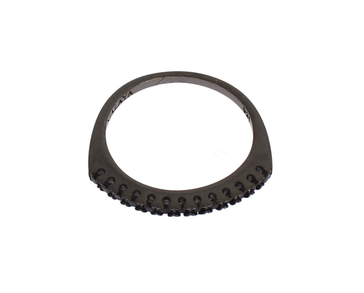Bague Nialaya pour femme en argent 925 rhodié et zircone cubique noire
