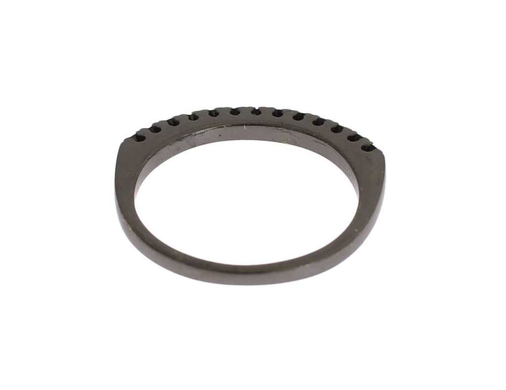 Bague Nialaya pour femme en argent 925 rhodié et zircone cubique noire