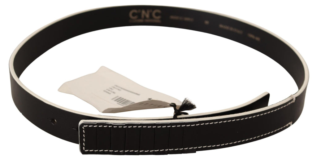 Ceinture de taille en cuir noir et blanc pour costume national