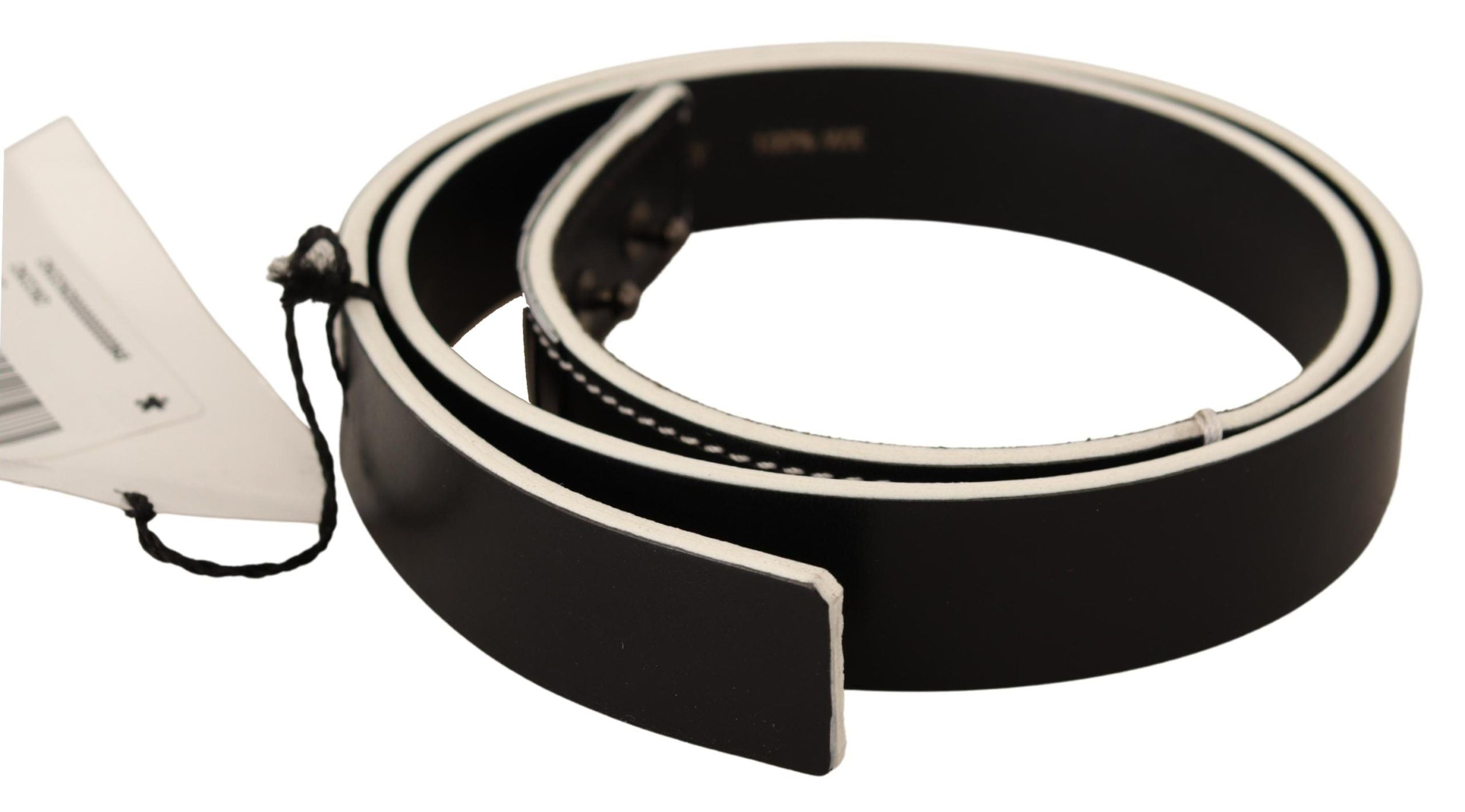 Ceinture de taille en cuir noir et blanc pour costume national