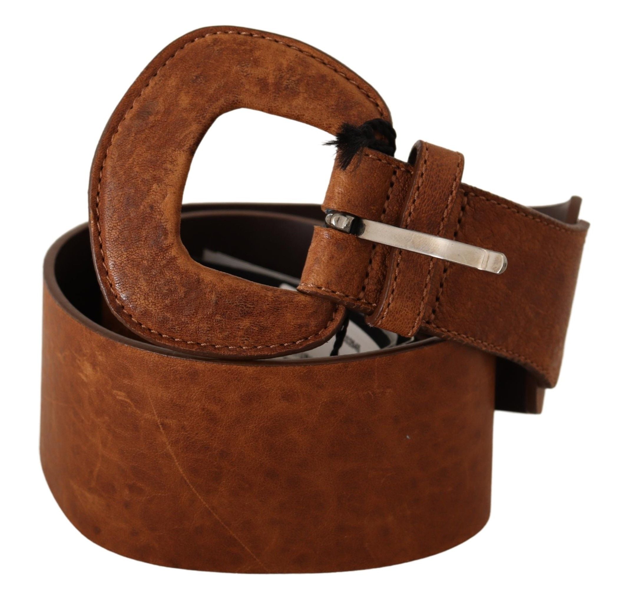Ceinture à boucle de taille en cuir marron style national