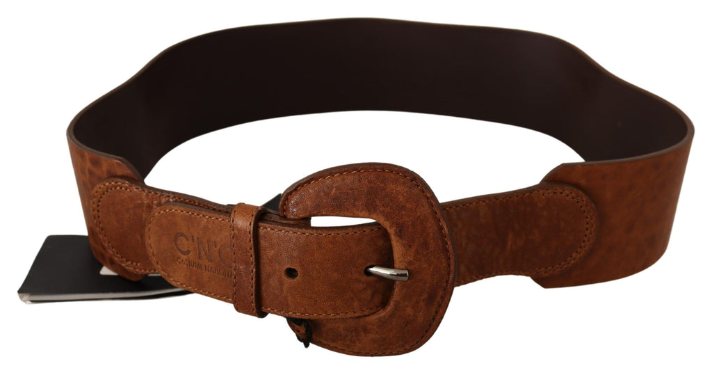 Ceinture à boucle de taille en cuir marron style national