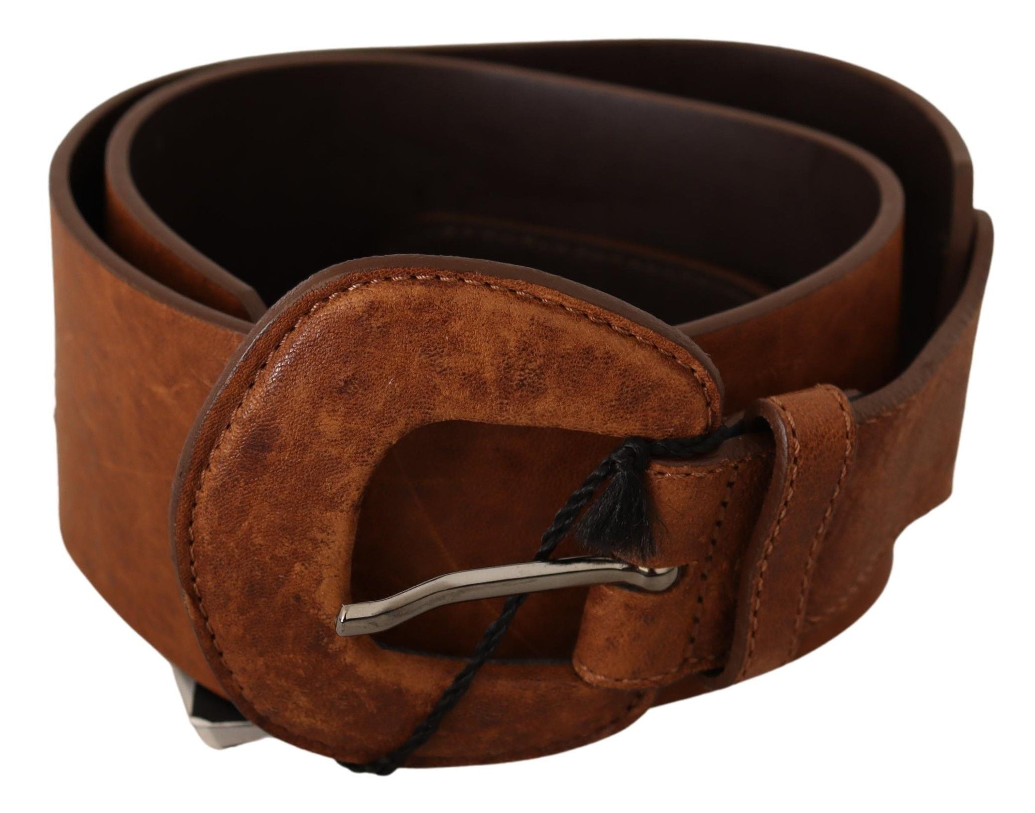 Ceinture à boucle de taille en cuir marron style national