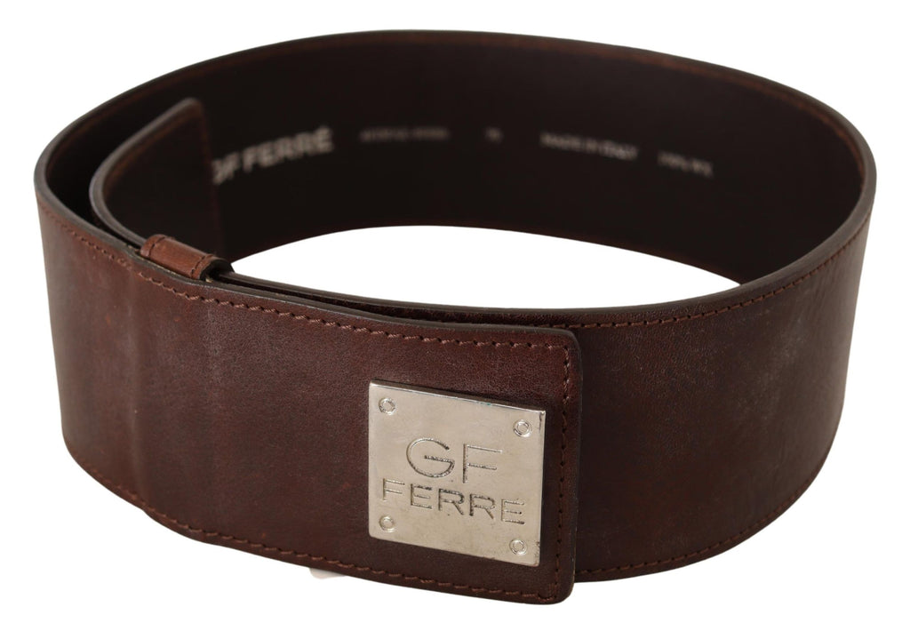 Ceinture nationale en cuir noir avec boucle argentée