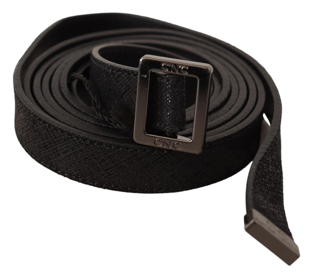Ceinture en cuir noir avec boucle en métal Costume National