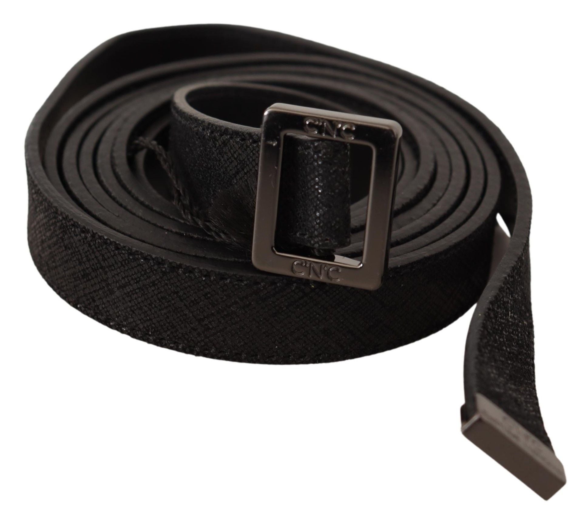 Ceinture en cuir noir avec boucle en métal Costume National