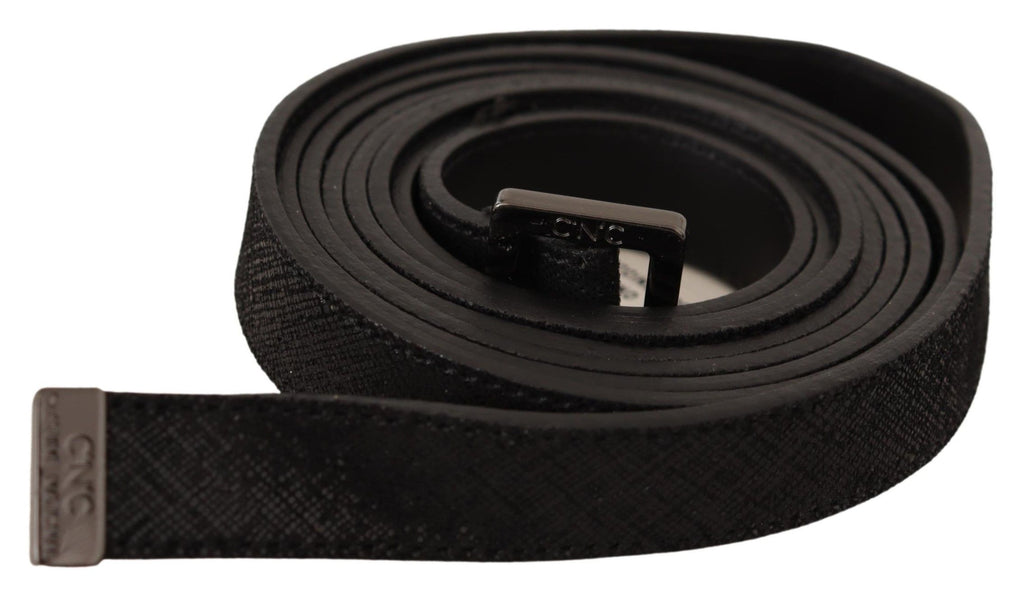 Ceinture en cuir noir avec boucle en métal Costume National