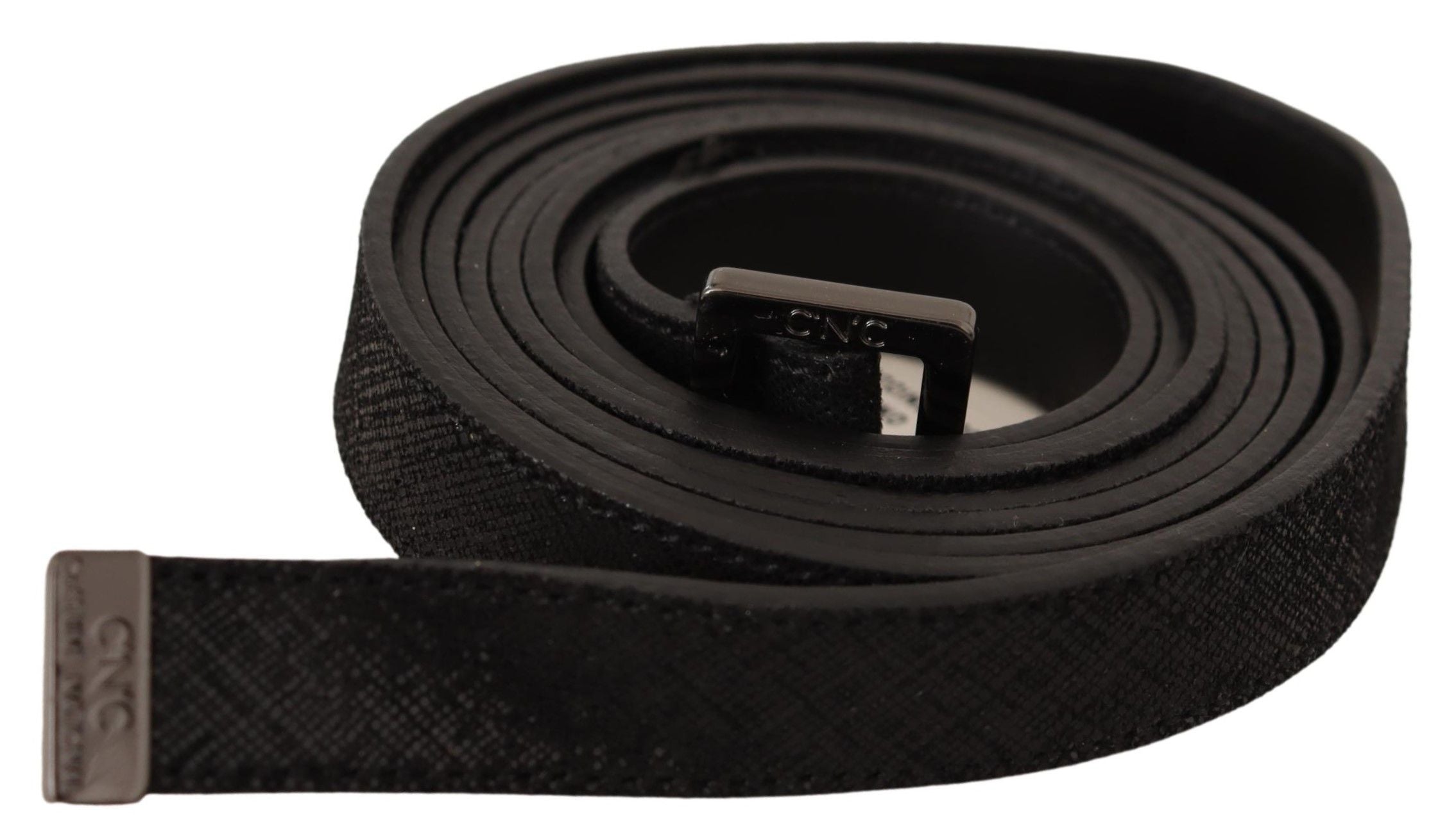 Ceinture en cuir noir avec boucle en métal Costume National