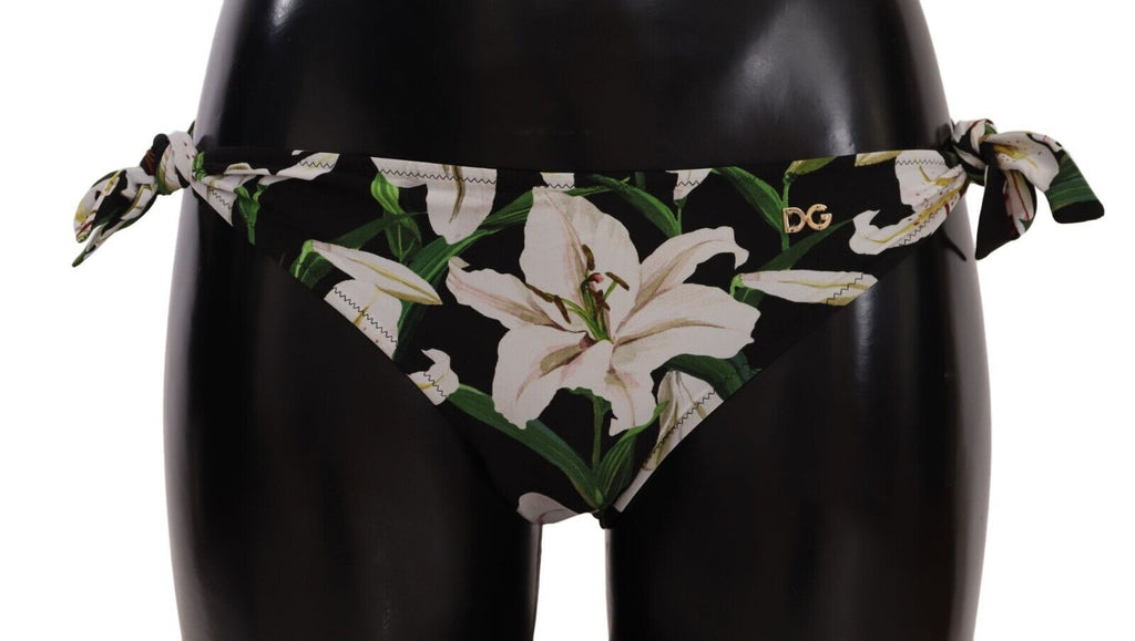 Bas de bikini Dolce &amp; Gabbana à imprimé lys noir