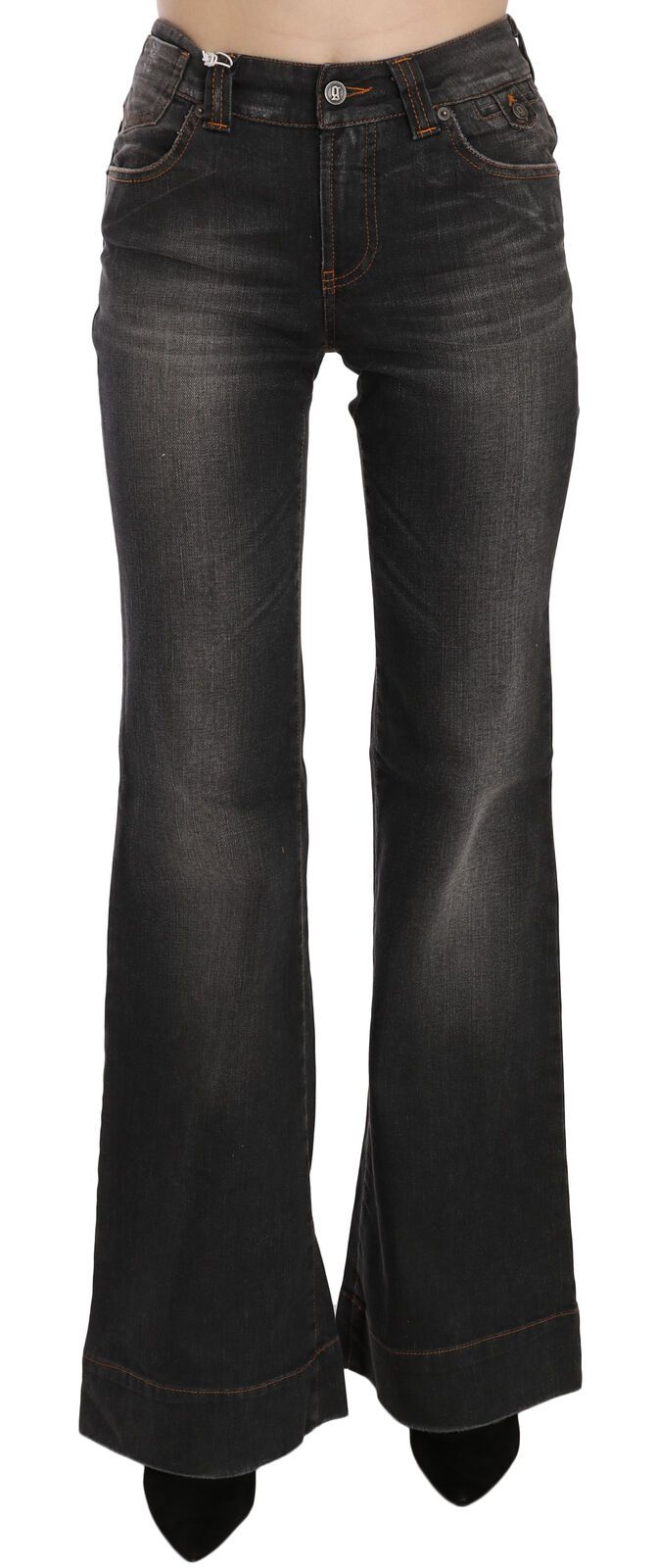 Jean évasé décontracté taille moyenne noir délavé Dolce &amp; Gabbana