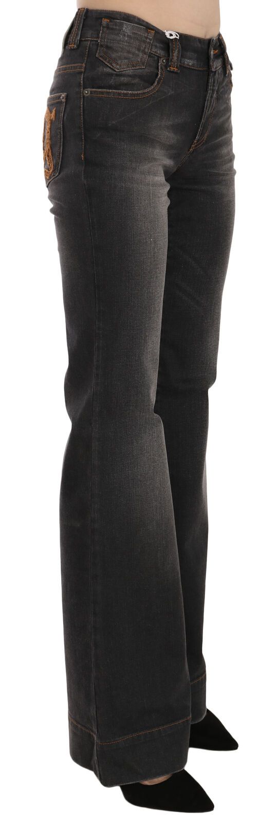 Jean évasé décontracté taille moyenne noir délavé Dolce &amp; Gabbana