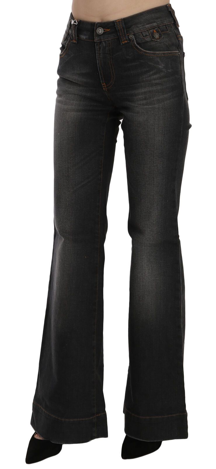 Jean évasé décontracté taille moyenne noir délavé Dolce &amp; Gabbana