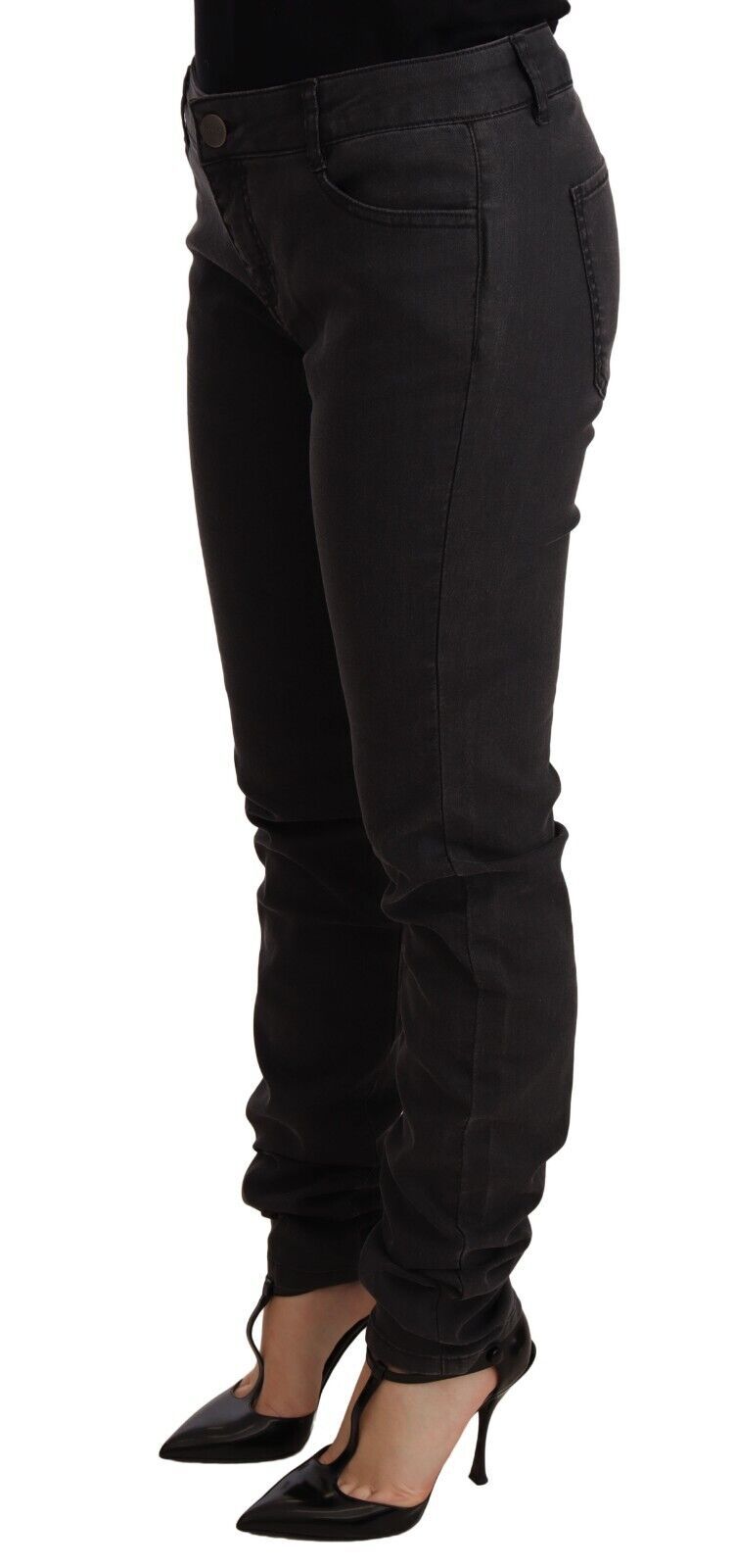 Jean skinny taille moyenne en coton stretch noir PINKO pour femme
