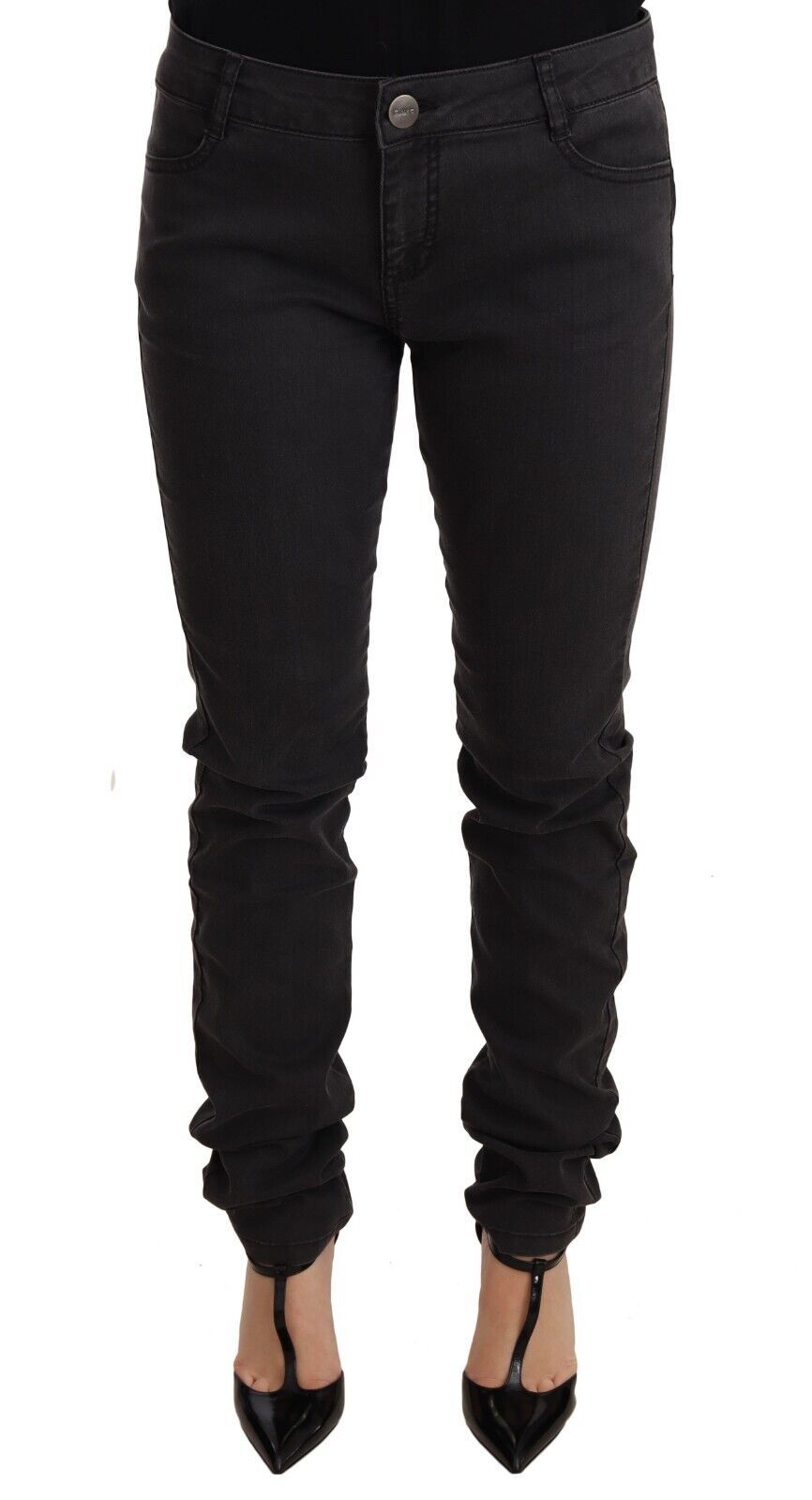 Jean skinny taille moyenne en coton stretch noir PINKO pour femme