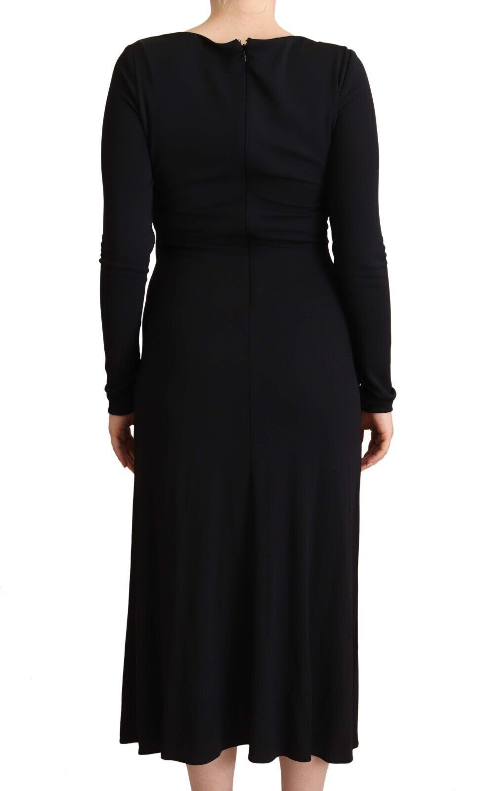 Robe longue en nylon extensible noir PINKO à manches longues et col en V profond
