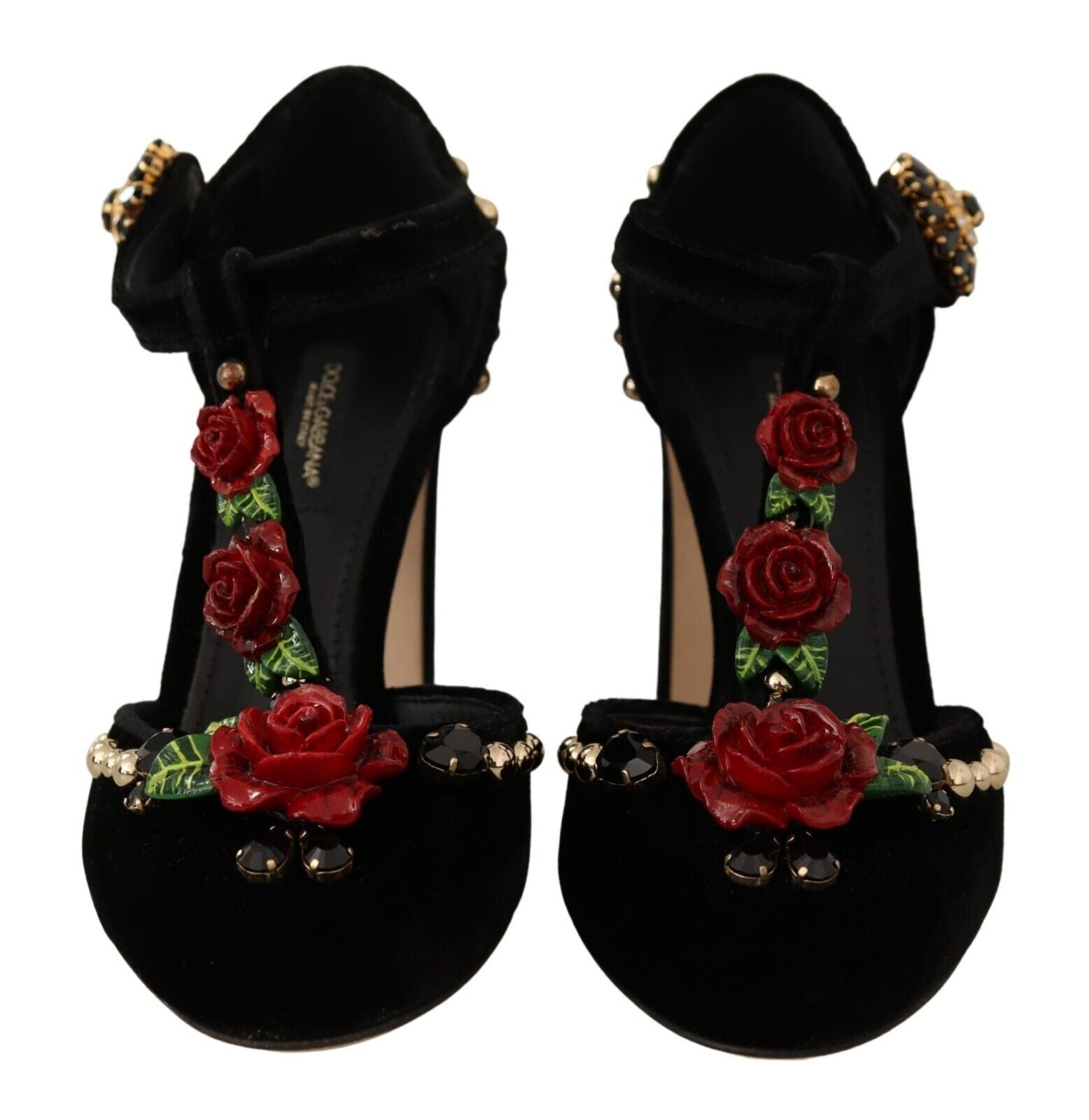 Escarpins Mary Jane noirs Dolce &amp; Gabbana avec cristaux roses