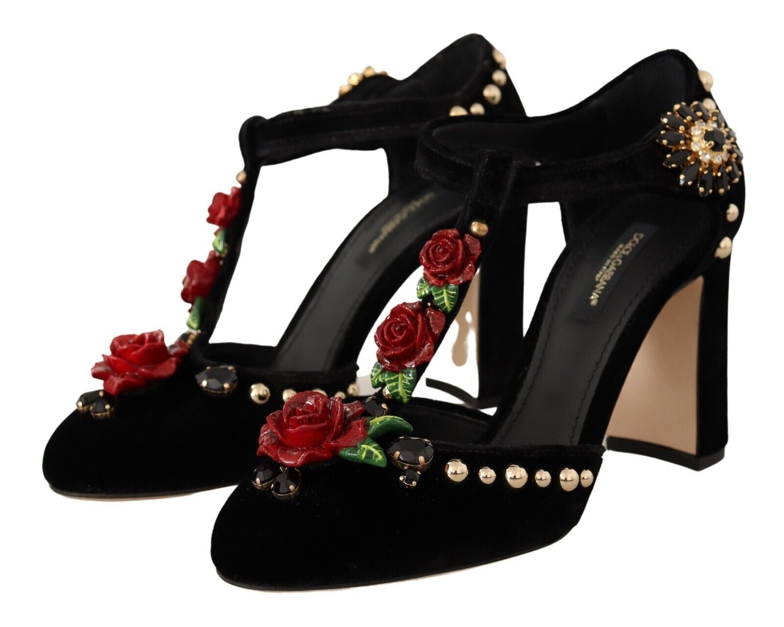 Escarpins Mary Jane noirs Dolce &amp; Gabbana avec cristaux roses