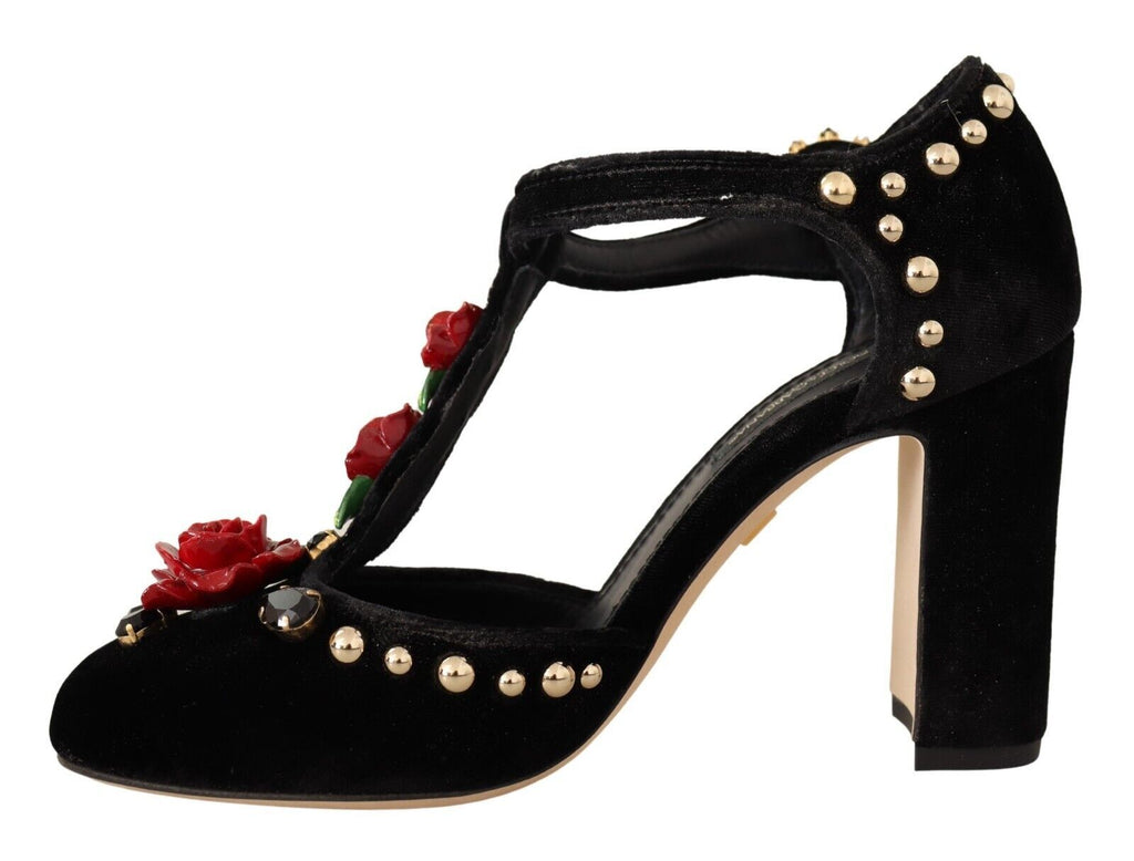 Escarpins Mary Jane noirs Dolce &amp; Gabbana avec cristaux roses
