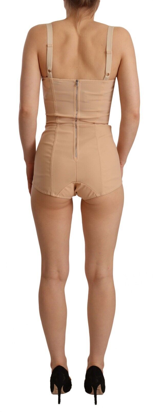 Body Dolce &amp; Gabbana en nylon beige et dentelle florale