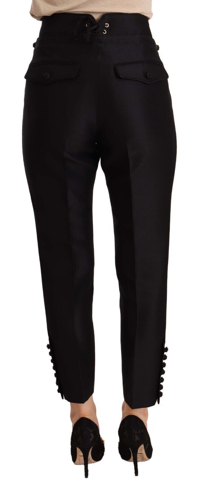 Pantalon court taille haute noir à boutons Dsquared²