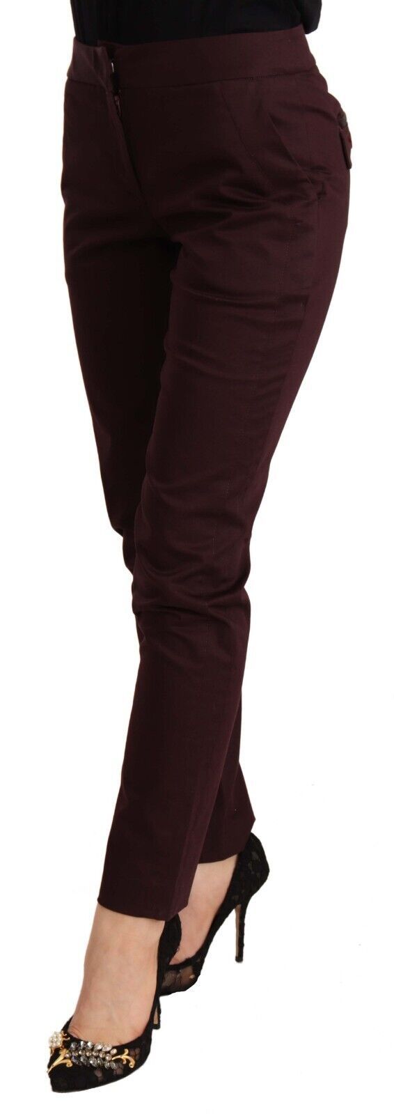Pantalon skinny taille moyenne marron Just Cavalli pour femme