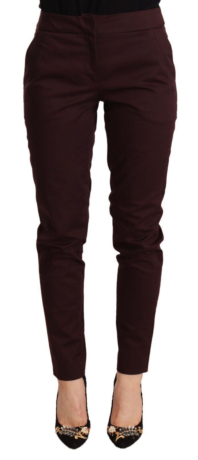 Pantalon skinny taille moyenne marron Just Cavalli pour femme