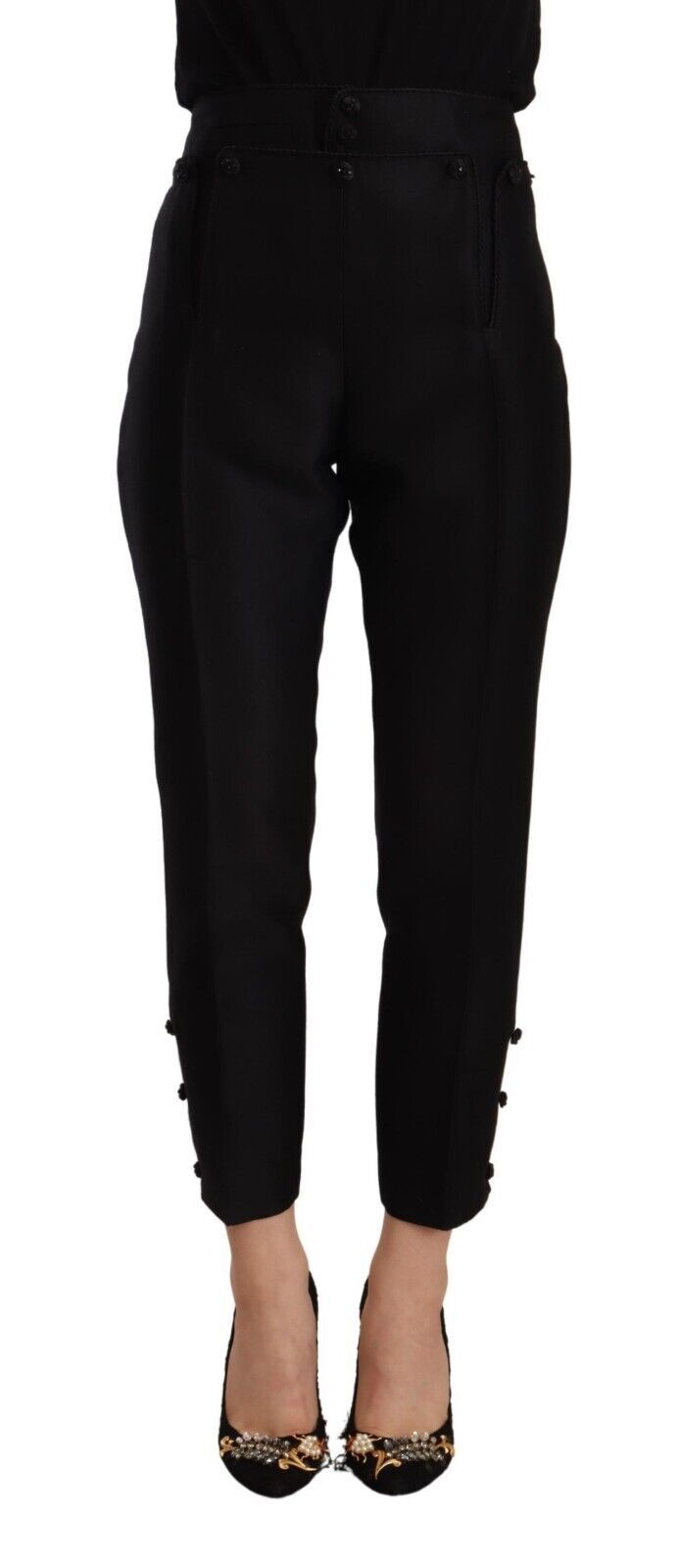 Pantalon skinny taille haute en laine noire Dsquared² pour femme