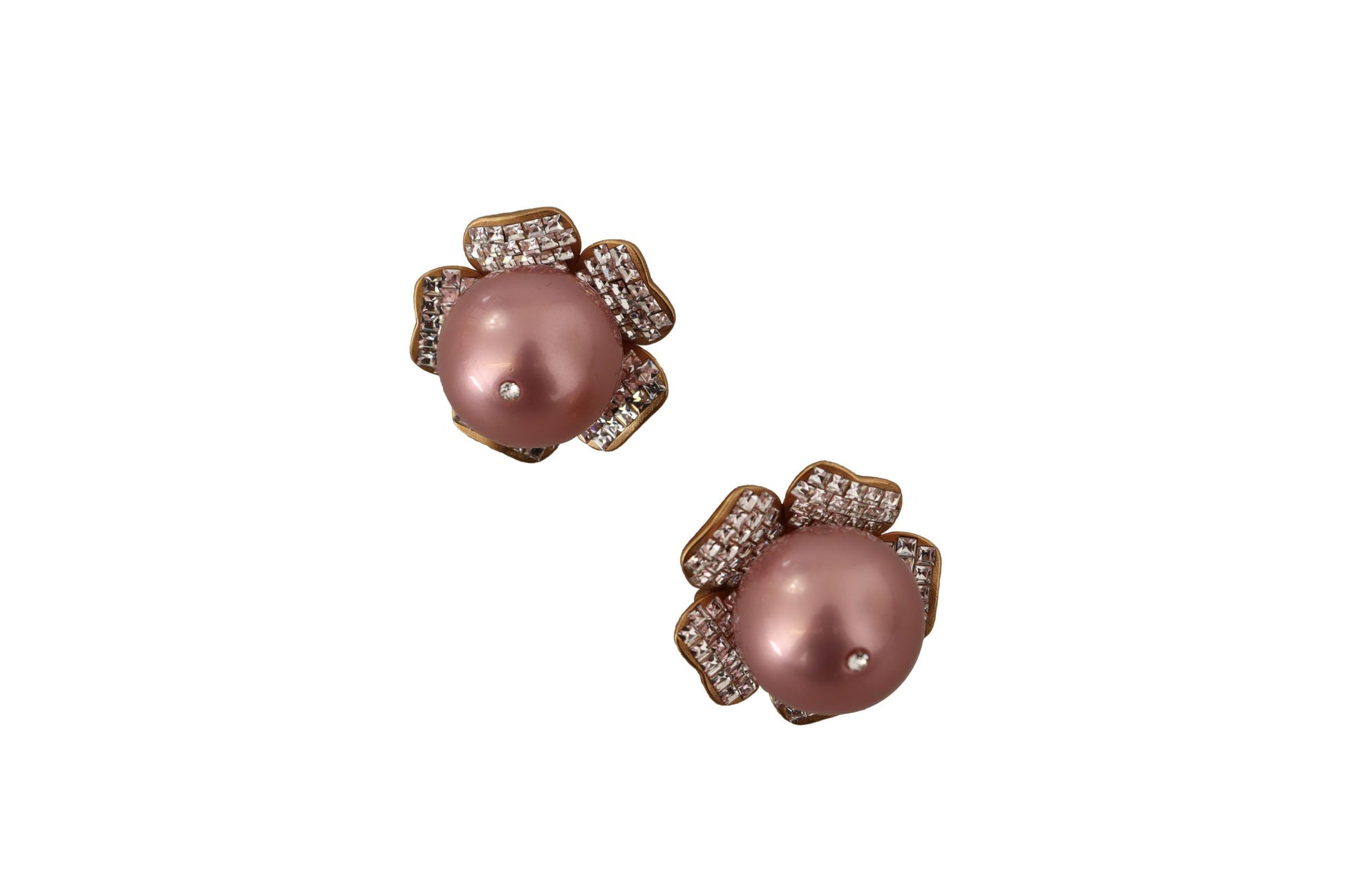 Boucles d'oreilles à clip florales en fausses perles Dolce &amp; Gabbana dorées