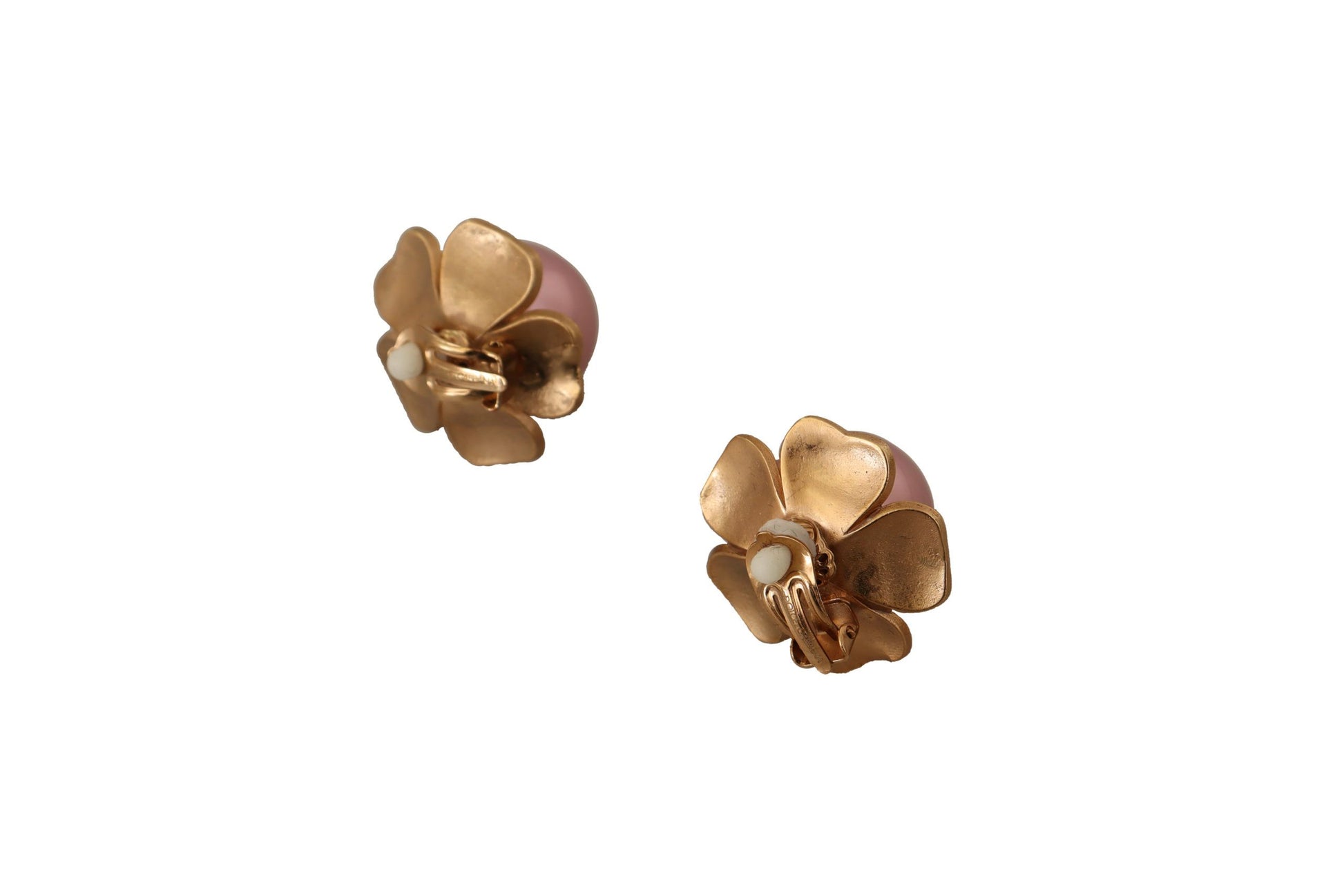 Boucles d'oreilles à clip florales en fausses perles Dolce &amp; Gabbana dorées