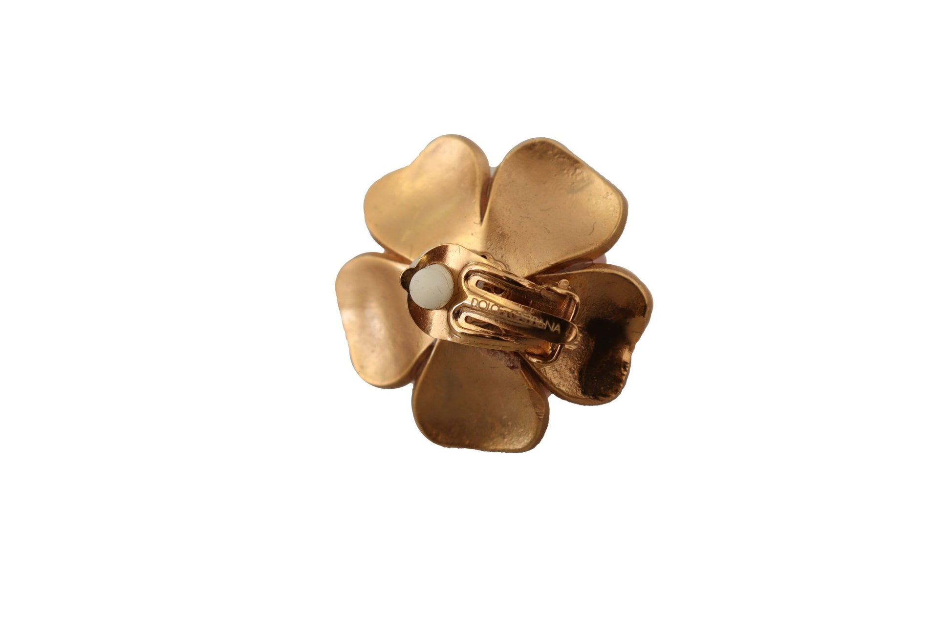 Boucles d'oreilles à clip florales en fausses perles Dolce &amp; Gabbana dorées