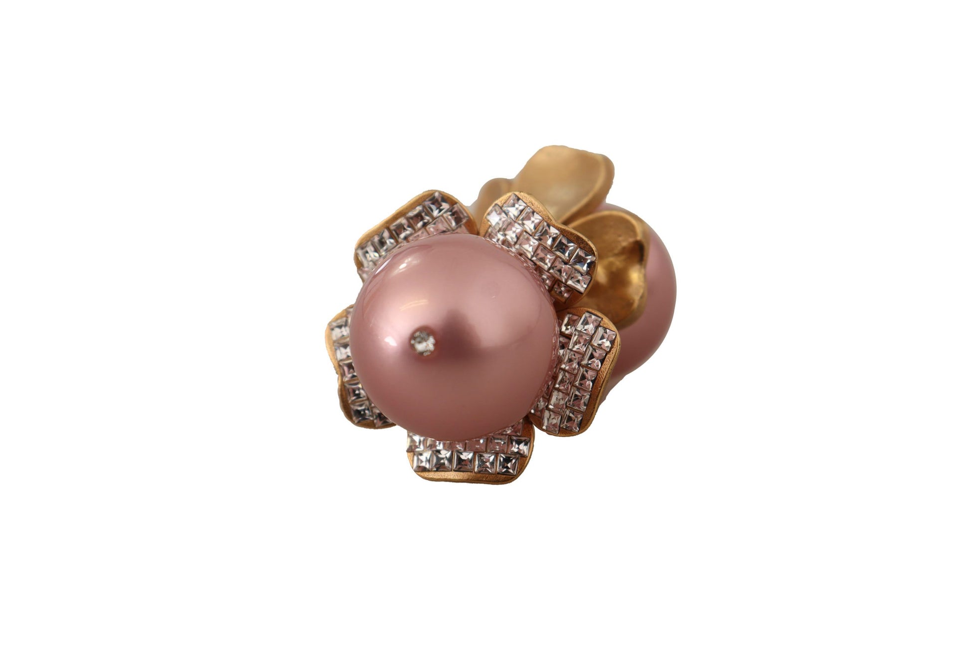 Boucles d'oreilles à clip florales en fausses perles Dolce &amp; Gabbana dorées