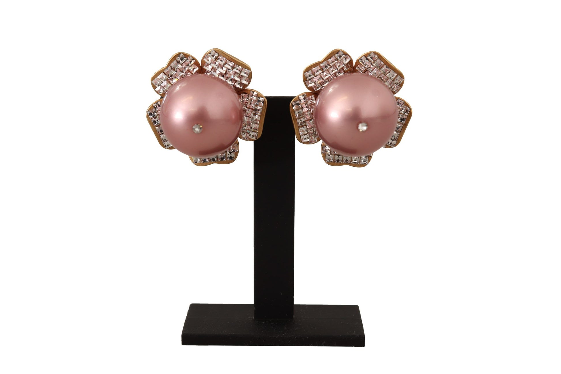 Boucles d'oreilles à clip florales en fausses perles Dolce &amp; Gabbana dorées